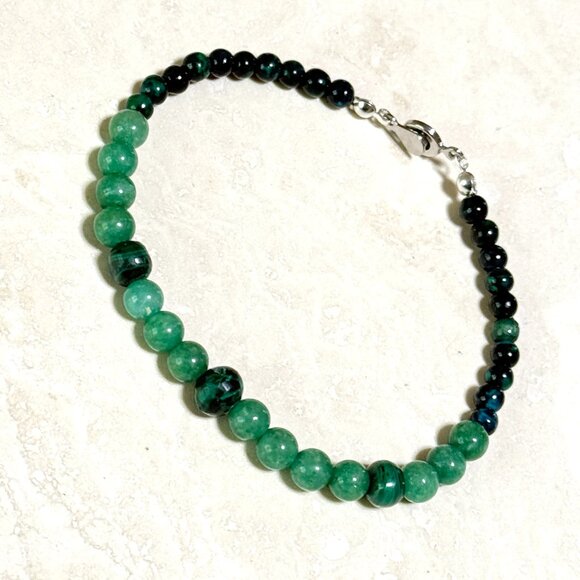 2/$20, Green Multi Stone Bracelet, Genuine Malachite, Nephrite & Chryocolla - Picture 1 of 9